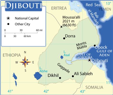 Djibouti Map Terrain Area And Outline Maps Of Djibouti