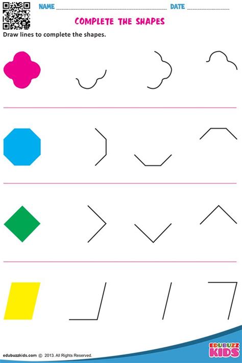 complete  shapes pattern worksheet kindergarten worksheets