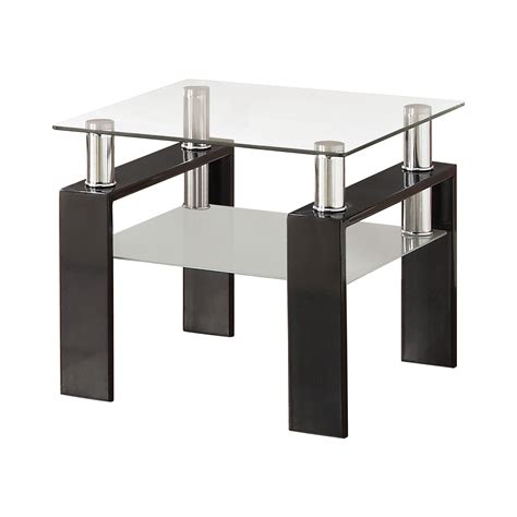 Tempered Glass End Table With Shelf Black Coaster Fine Fur