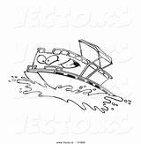 Pontoon Clipart Boat Cartoon Vector Coloring Character Clipground Clip Outlined sketch template