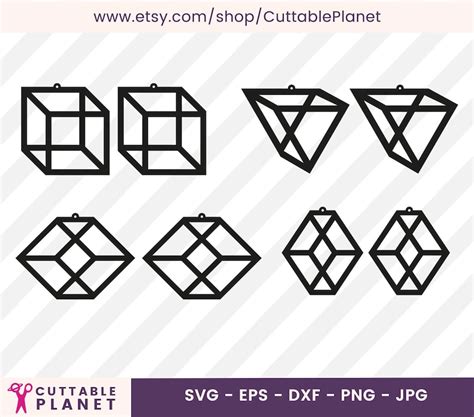 geometric earrings template svg dxf eps png jpg cut laser etsy
