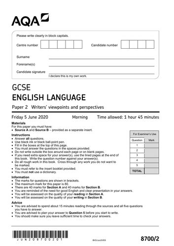 aqa english language paper  november   teaching resources