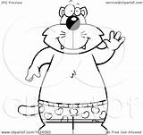 Cat Outlined Boxers Waving Wearing Coloring Clipart Cartoon Thoman Cory Vector 2021 sketch template