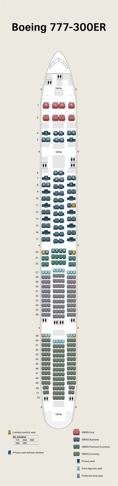 swiss airlines boeing  er seat map