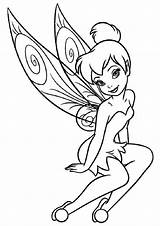 Coloring Tinkerbell Pages Printable Fairy Princess Kids Cute Color Print Pdfs sketch template