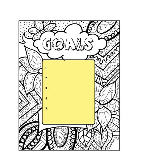 adult coloring book page goal planner page printable etsy