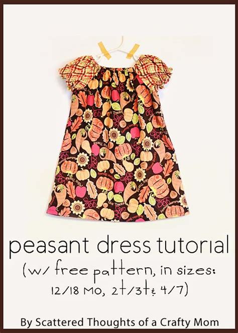 printable  peasant dress pattern  sizes  months   step