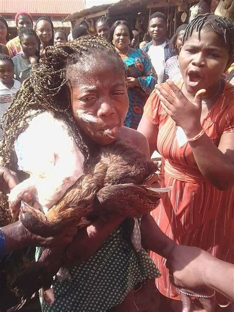 angry mob beat and humiliate lady after she was caught stealing 8 chickens in benin photos