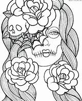 Coloring Pages Skull Printable Sugar Girly Girl Print Cute Graffiti Multicultural Book Digital Outline Mindfulness Pdf Own Color Colored Rose sketch template