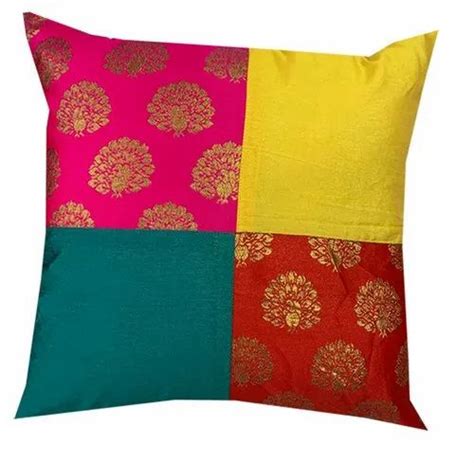 patch silk square cotton cushion cover for home size 16 x 16 inch at