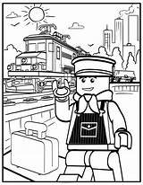 Lego Coloring Train Pages Printable Inspired sketch template