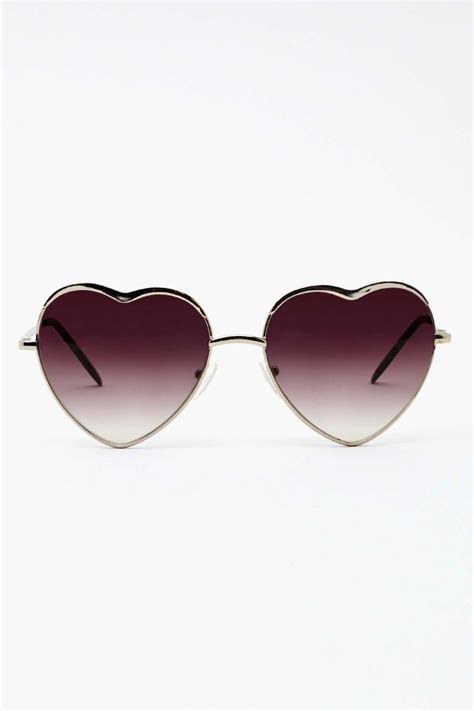 Details About Heart Shape Sunglasses Women S Gold Or