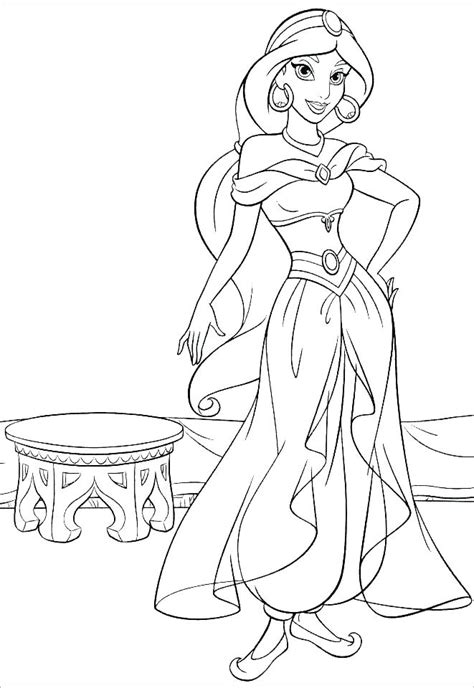 coloring pages princess jasmine coloring page