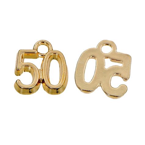 gold plated number  fifty charms mm  etsy