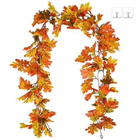 coolmade  pack fall maple leaf garland ftpiece artificial fall foliage garland