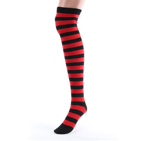 buy women lady girl over the knee socks striped thigh