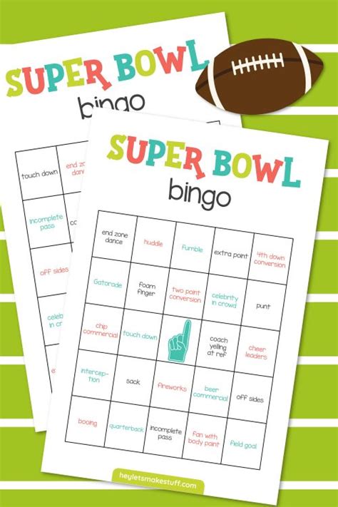 super bowl bingo printable cards hey lets  stuff
