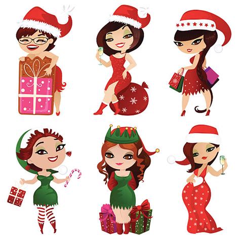 sexy santa elves clip art vector images and illustrations istock