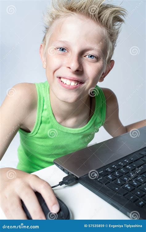 teenager   computer stock image image  teenager