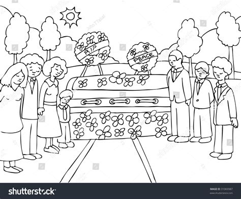 funeral ceremony mourners gather  funeral stock illustration