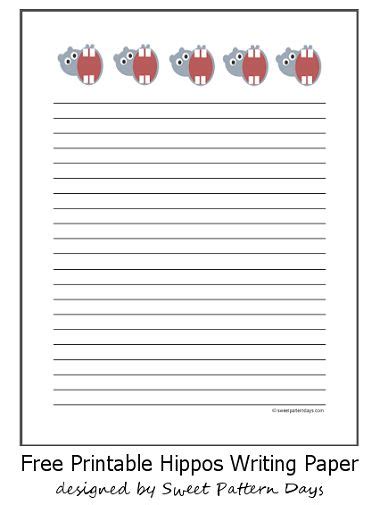 cute hippo lined writing paper  stationery printables pintere