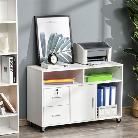 homcom printer stand home office mobile file cabinet organizer
