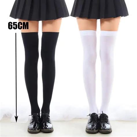 55 80cm fashion sexy knee high socks women kawaii striped thigh high