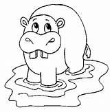 Hippo Coloring Pages Hippopotamus Kids Color Animals Cute Colouring Print Cartoon Drawing Printable Outline Animal Sheet Getdrawings sketch template