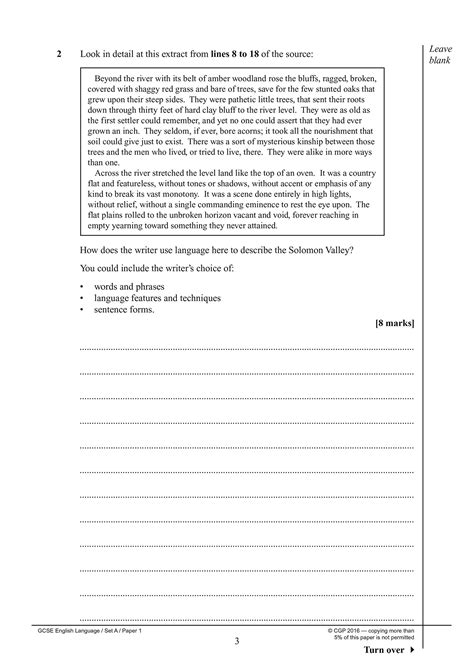 aqa gcse english language     year  exemplar answers