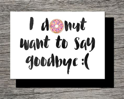printable farewell card printable goodbye card  donut  etsy