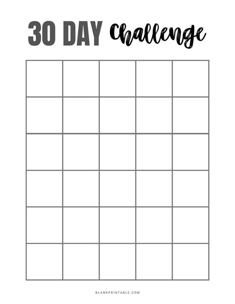 printable  day challenge calendar  day challenge challenges template printable