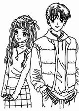Coloring Anime Couple Animation Pages Japan Sleeping Coloringsky Cute Template Choose Board sketch template