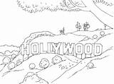 Hollywood Coloring Pages Sign Colouring Universal Studios Drawing Printable Adult Color Drawings Popsugar Adults Living Will Stress Etats Unis Print sketch template
