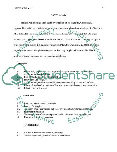 swot analysis assignment  topics   written essays