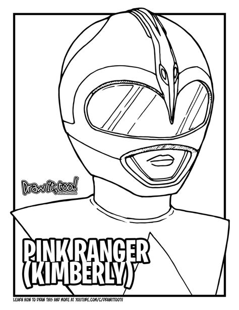 draw pink ranger kimberly mighty morphin power rangers