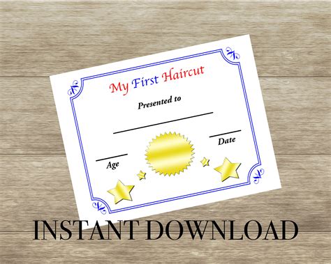 printable   haircut certificate instant  etsy