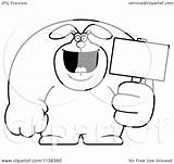 Buff Rabbit Outlined Holding Sign Coloring Clipart Cartoon Thoman Cory Vector Pig 2021 Clipartof sketch template