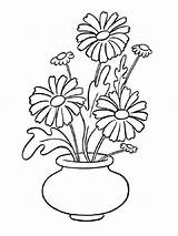 Coloring Daisy Pages Vase Flower Flowers Pot Plant Drawing Printable Color Print Recommended Paintingvalley sketch template