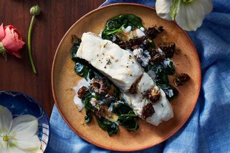 steamed halibut with mushrooms and spinach 30 minute recipe wsj