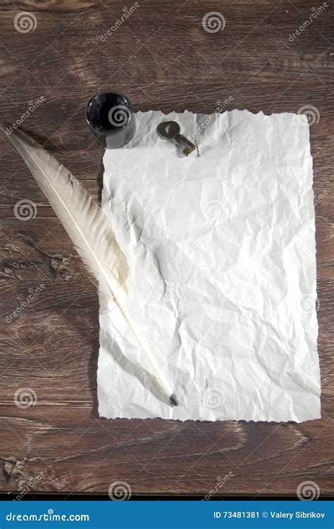 paper  quill  stock image image  paper inkpot