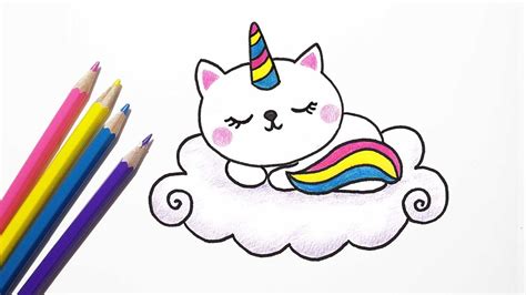 draw cute cat unicorn easy drawing catcorn youtube