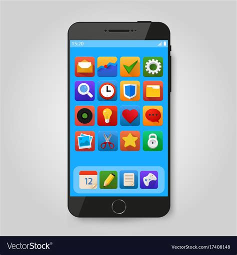 black mobile smart phone  app icon smartphone vector image