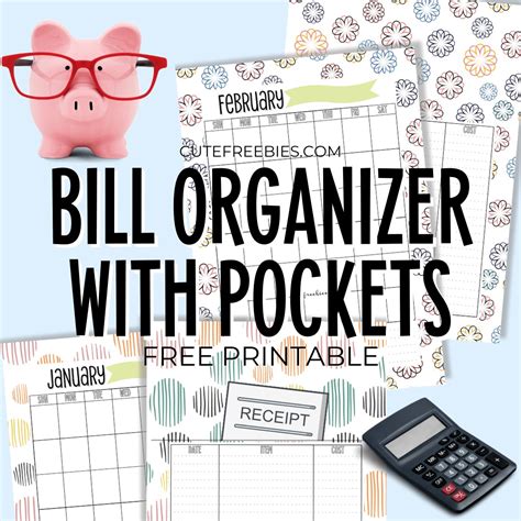 printable monthly bill organizer cute freebies