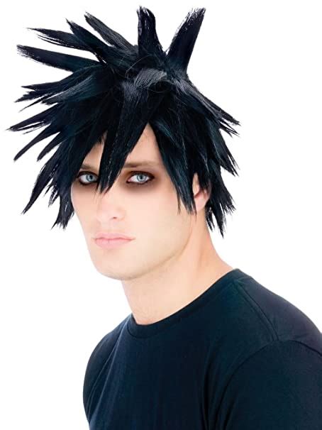 scenester costume emo punk rock wig spiked hair black wig