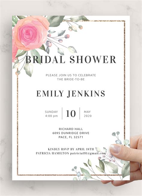 floral bridal shower recipe card  instant