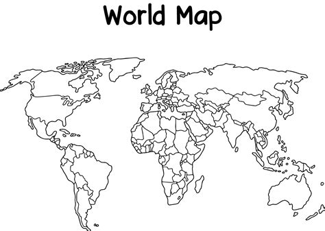 printable black  white world map  map  unique