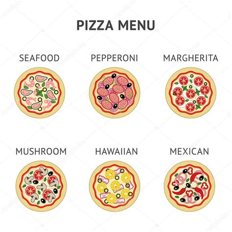 types  pizza stock vector image  cjulijagrozyan