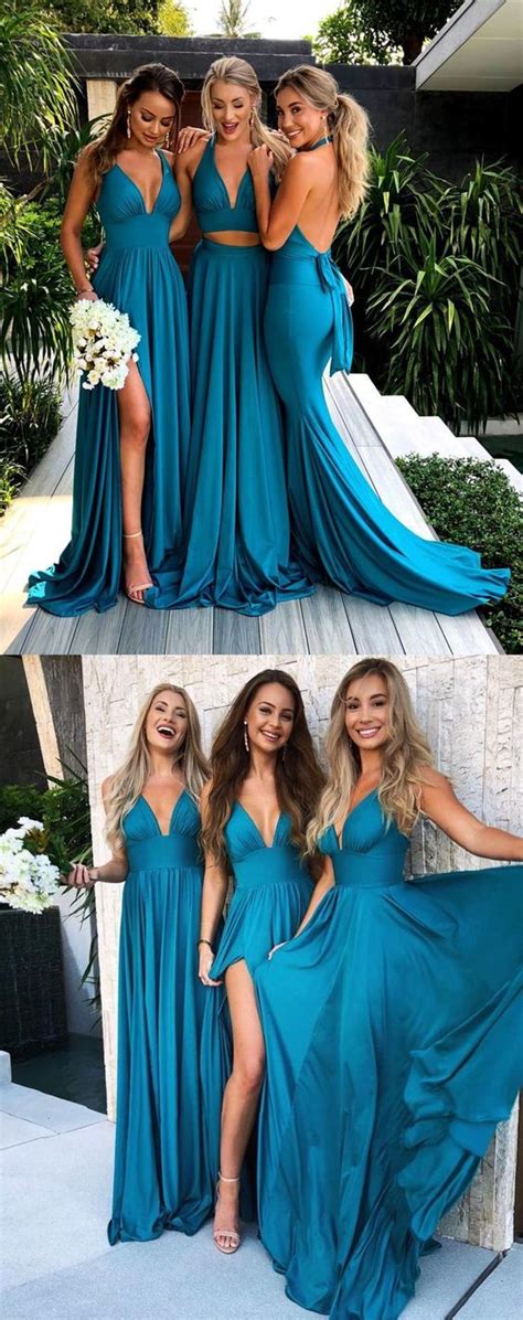 2019 Fall Teal Mismatched Long Sexy Bridesmaid Dresses Gdc1074 Dolly