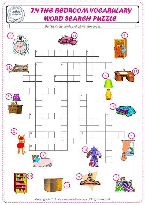 kids rooms  crossword living room esl printable worksheets