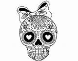 Skull Mexican Coloring Bow Coloringcrew sketch template